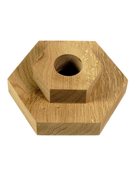 Naturaalne tammepuust kuusnurkne alus 15 cm