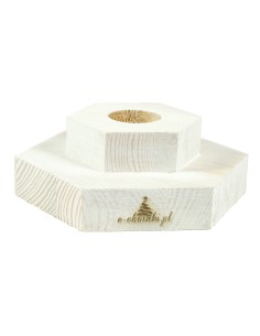 Valge kuusnurkne männipuu alus 15 cm