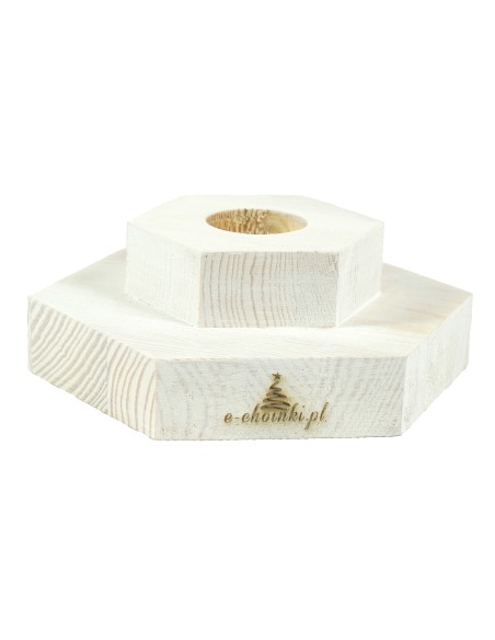 Valge kuusnurkne männipuu alus 15 cm