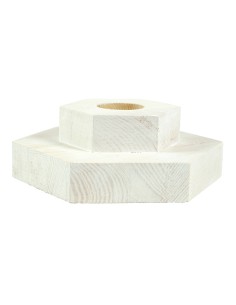 Valge kuusnurkne männipuu alus 15 cm 2