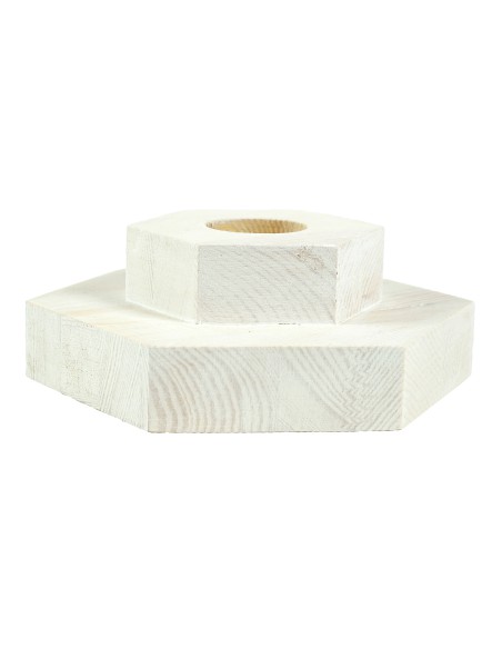 Valge kuusnurkne männipuu alus 15 cm