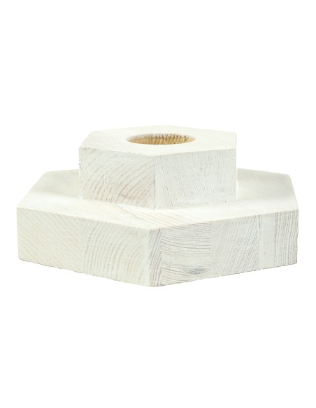 Valge kuusnurkne männipuu alus 15 cm