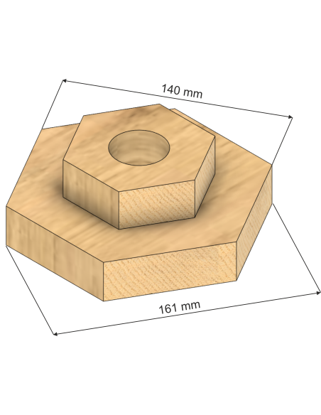 Valge kuusnurkne männipuu alus 15 cm